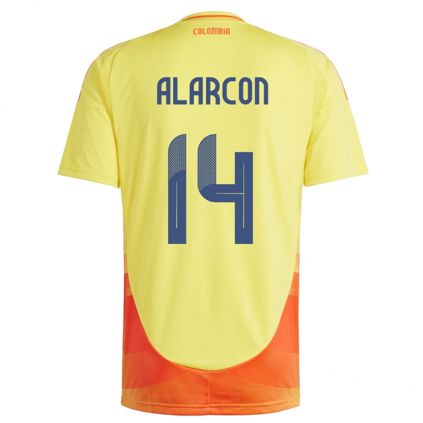 Kids Football Colombia Andrés Alarcón #14 Yellow Home Jersey 24-26 T-Shirt Uk