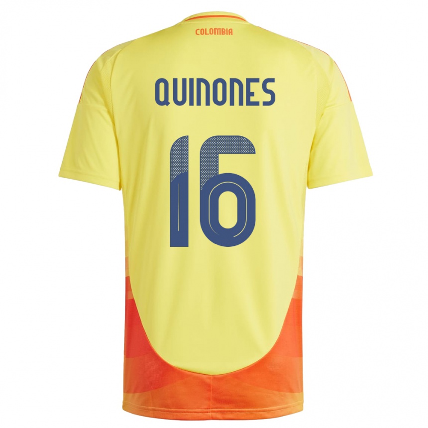 Kids Football Colombia Nelson Quiñónes #16 Yellow Home Jersey 24-26 T-Shirt Uk