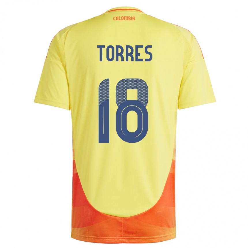 Kids Football Colombia Jhojan Torres #18 Yellow Home Jersey 24-26 T-Shirt Uk