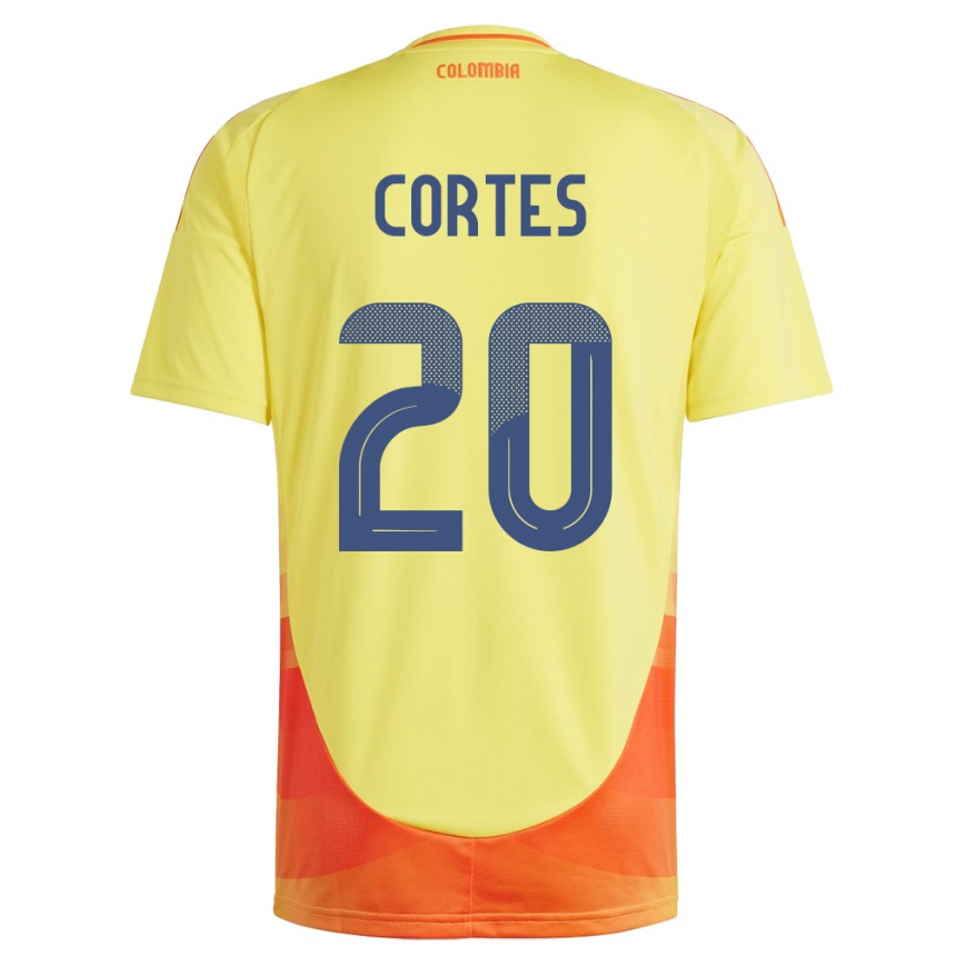 Kids Football Colombia Óscar Cortés #20 Yellow Home Jersey 24-26 T-Shirt Uk