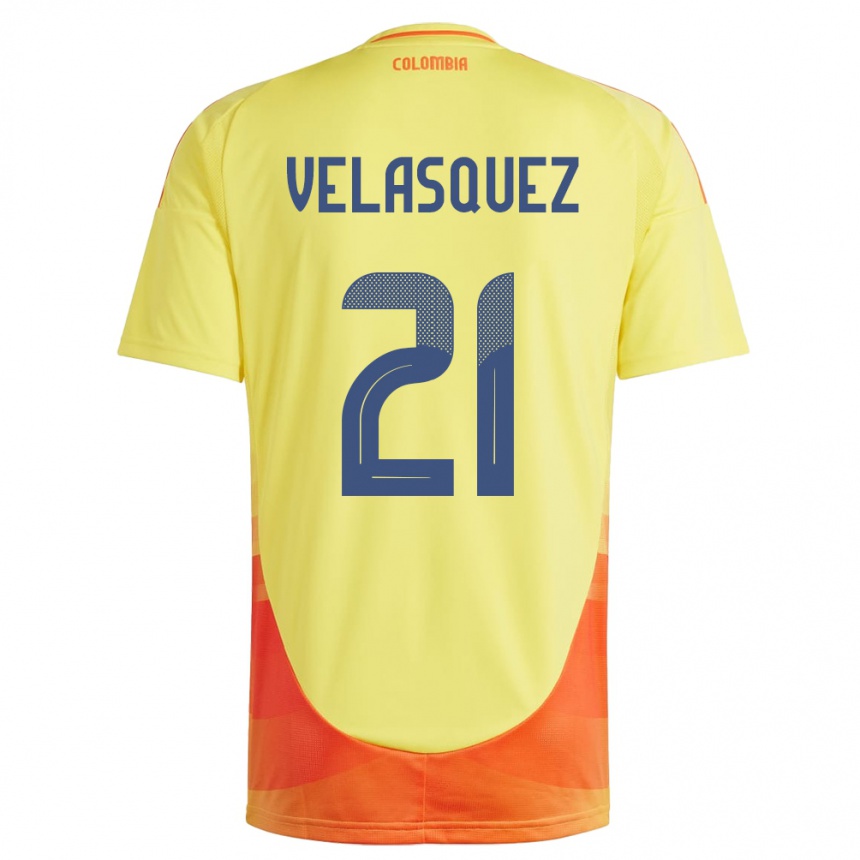 Kids Football Colombia Samuel Velásquez #21 Yellow Home Jersey 24-26 T-Shirt Uk