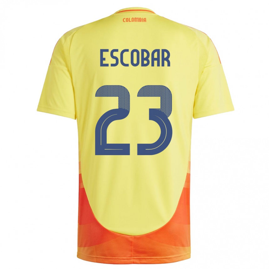 Kids Football Colombia Josen Escobar #23 Yellow Home Jersey 24-26 T-Shirt Uk