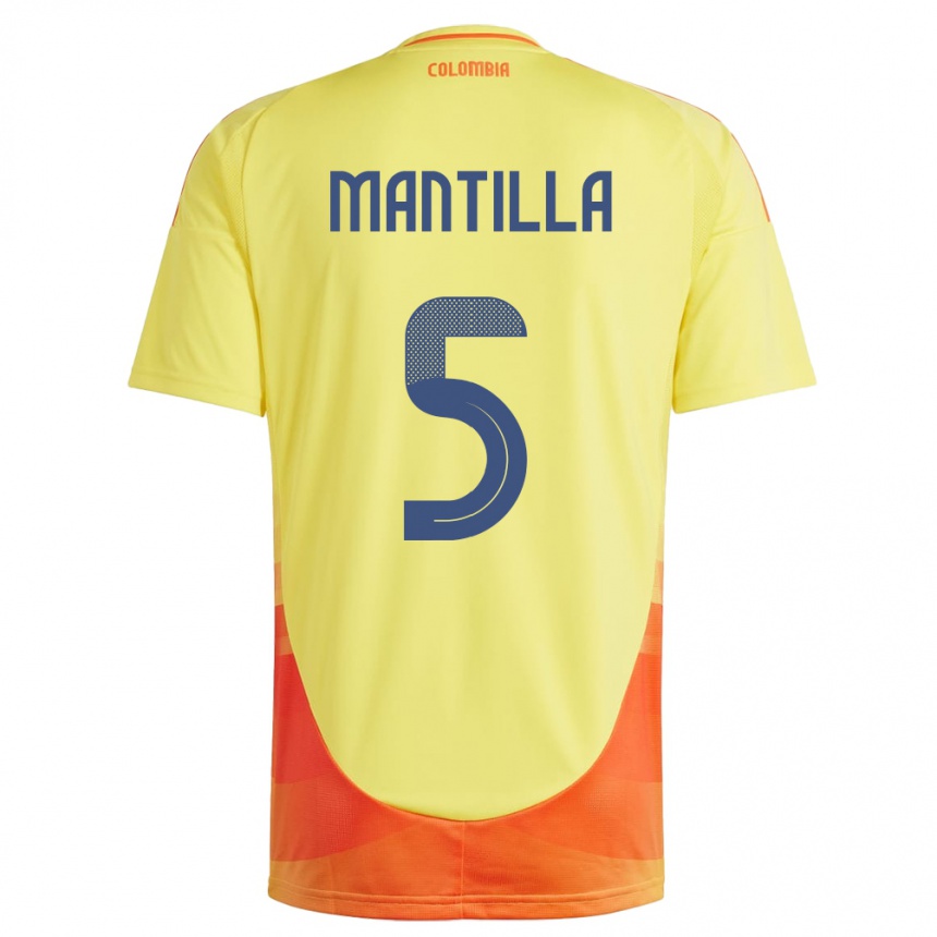 Kids Football Colombia Kevin Mantilla #5 Yellow Home Jersey 24-26 T-Shirt Uk