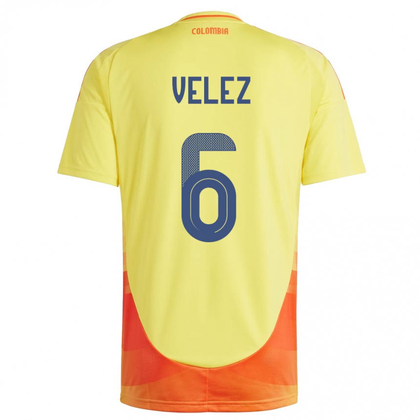 Kids Football Colombia Jhon Vélez #6 Yellow Home Jersey 24-26 T-Shirt Uk