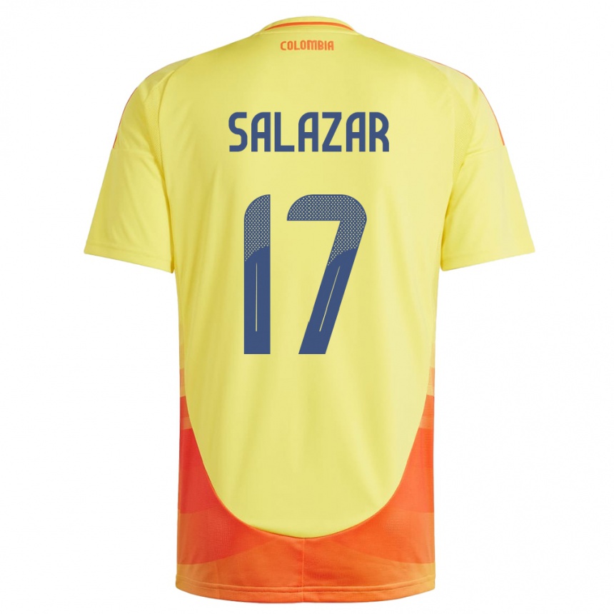 Kids Football Colombia Andrés Salazar #17 Yellow Home Jersey 24-26 T-Shirt Uk