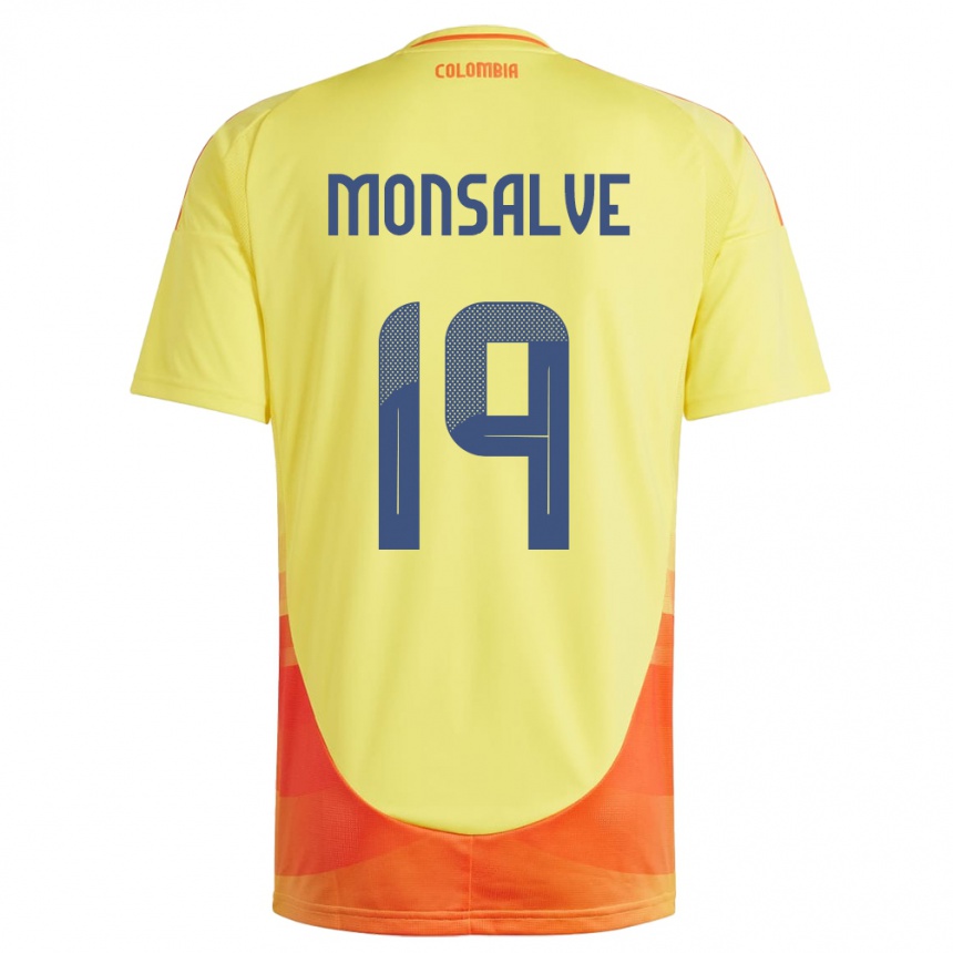 Kids Football Colombia Miguel Monsalve #19 Yellow Home Jersey 24-26 T-Shirt Uk