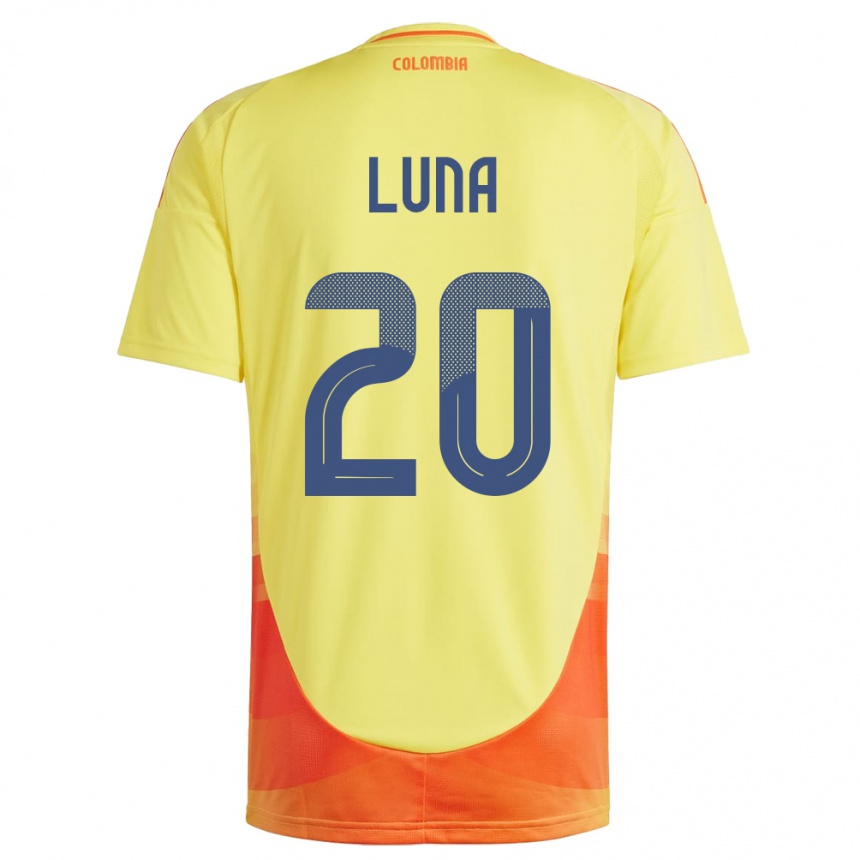 Kids Football Colombia Daniel Luna #20 Yellow Home Jersey 24-26 T-Shirt Uk