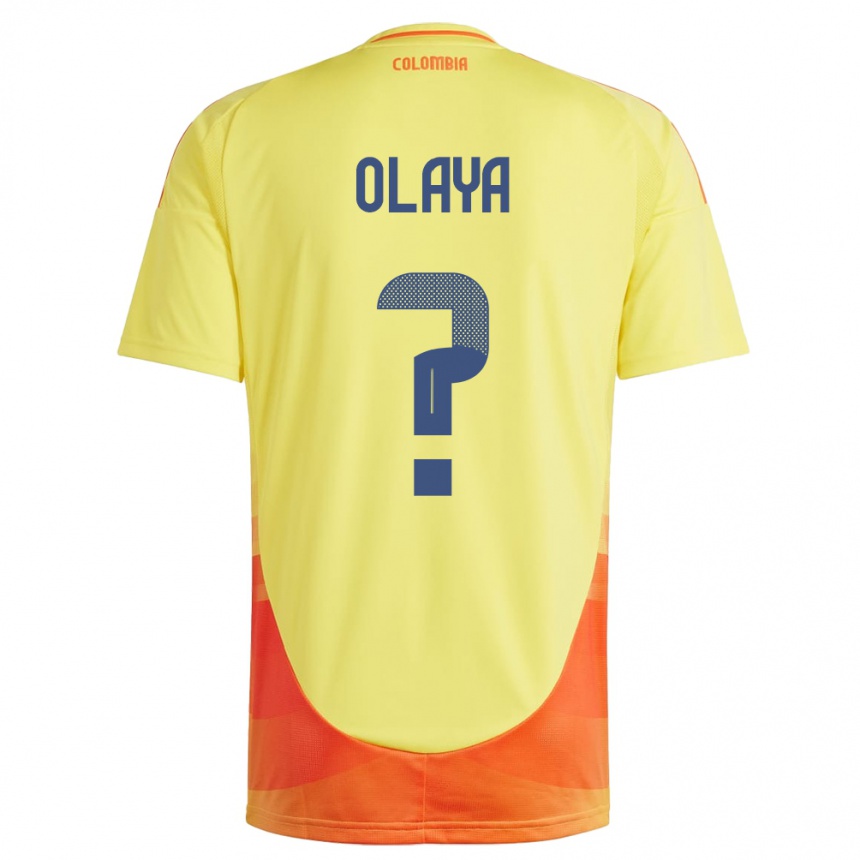 Kids Football Colombia Elber Olaya #0 Yellow Home Jersey 24-26 T-Shirt Uk