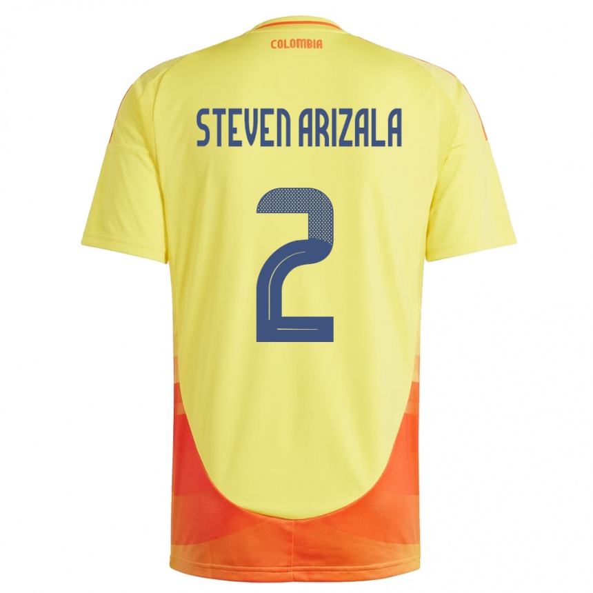 Kids Football Colombia Elver Steven Arizala #2 Yellow Home Jersey 24-26 T-Shirt Uk