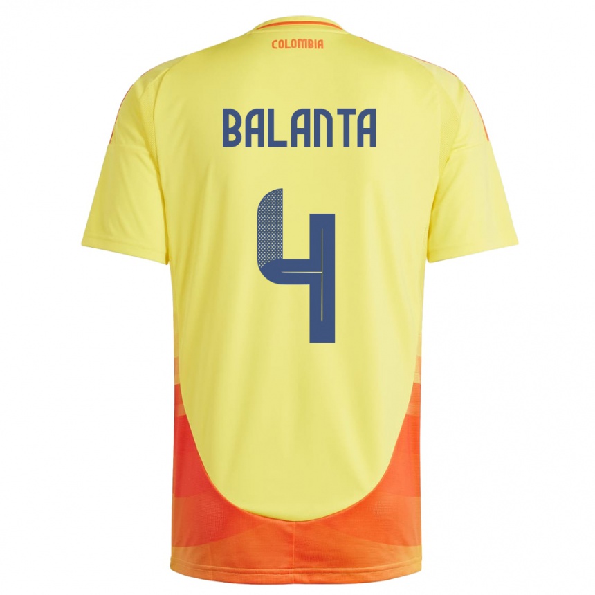 Kids Football Colombia Marlon Balanta #4 Yellow Home Jersey 24-26 T-Shirt Uk