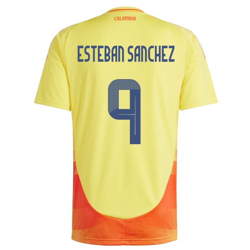 Kids Football Colombia Juan Esteban Sánchez #9 Yellow Home Jersey 24-26 T-Shirt Uk