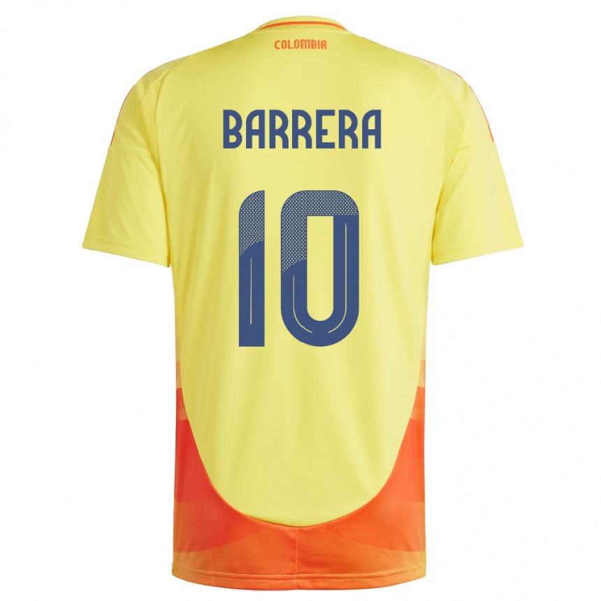 Kids Football Colombia Jordan Barrera #10 Yellow Home Jersey 24-26 T-Shirt Uk