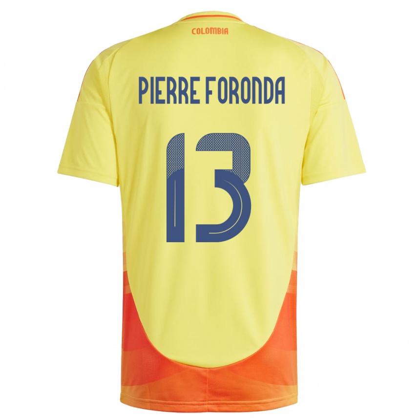 Kids Football Colombia Jean Pierre Foronda #13 Yellow Home Jersey 24-26 T-Shirt Uk