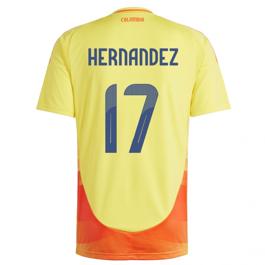 Kids Football Colombia Jhoan Hernández #17 Yellow Home Jersey 24-26 T-Shirt Uk