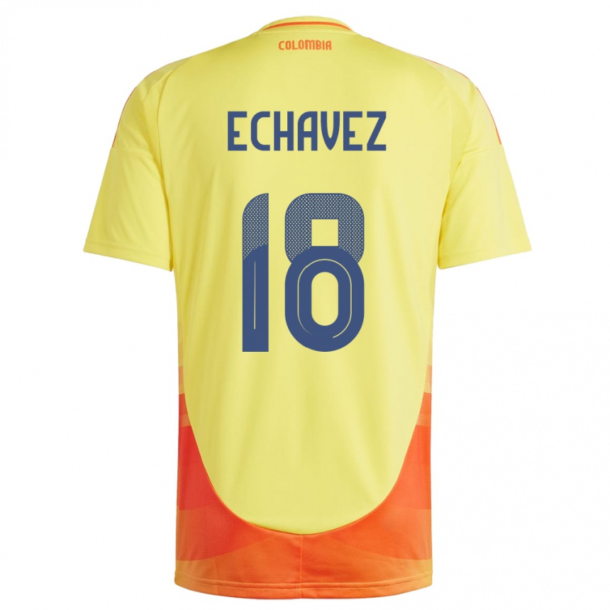 Kids Football Colombia Jhon Echavez #18 Yellow Home Jersey 24-26 T-Shirt Uk