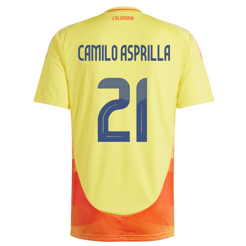 Kids Football Colombia Juan Camilo Asprilla #21 Yellow Home Jersey 24-26 T-Shirt Uk