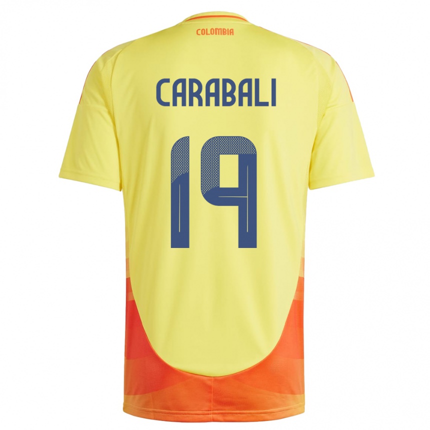 Kids Football Colombia Jorelyn Carabalí #19 Yellow Home Jersey 24-26 T-Shirt Uk