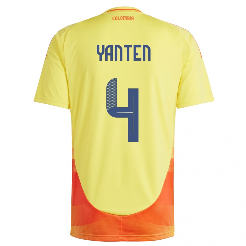 Kids Football Colombia Fabiana Yantén #4 Yellow Home Jersey 24-26 T-Shirt Uk