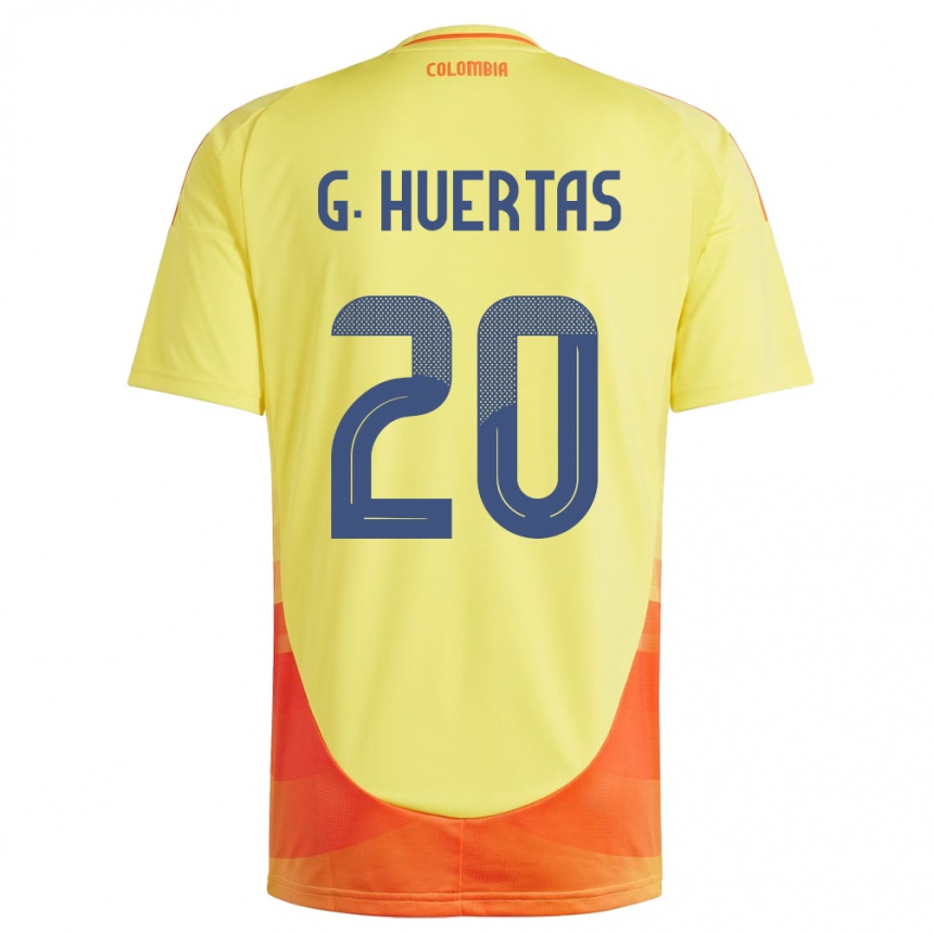 Kids Football Colombia Gabriela Huertas #20 Yellow Home Jersey 24-26 T-Shirt Uk