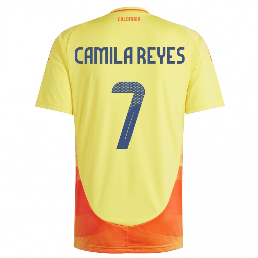 Kids Football Colombia María Camila Reyes #7 Yellow Home Jersey 24-26 T-Shirt Uk