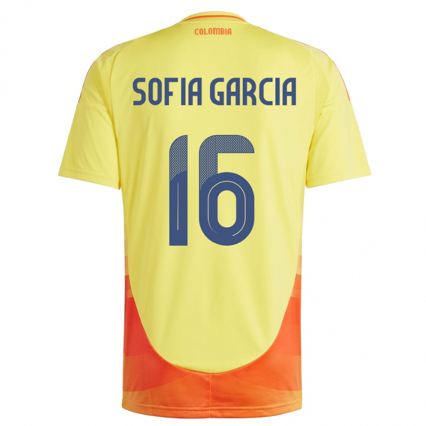 Kids Football Colombia Sofía García #16 Yellow Home Jersey 24-26 T-Shirt Uk