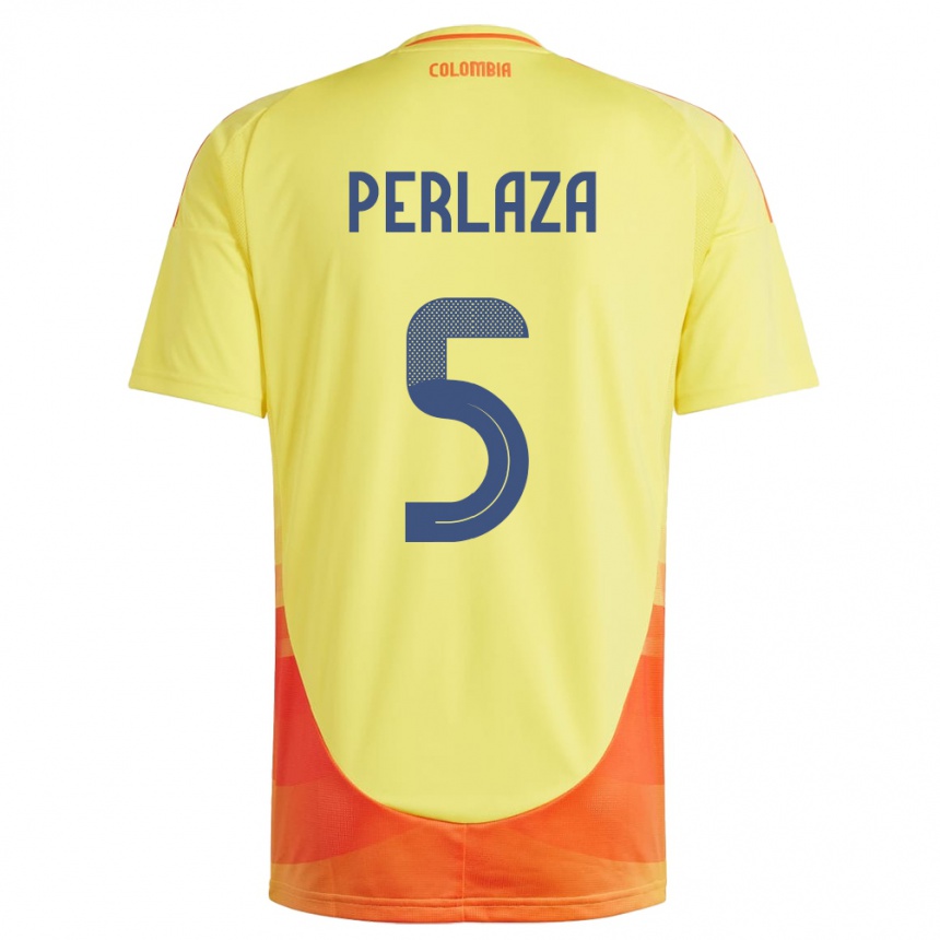 Kids Football Colombia Stefania Perlaza #5 Yellow Home Jersey 24-26 T-Shirt Uk