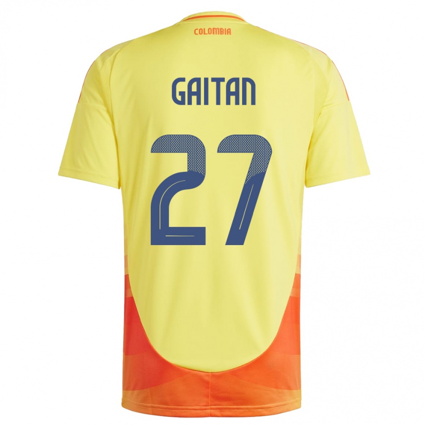 Kids Football Colombia Natalia Gaitán #27 Yellow Home Jersey 24-26 T-Shirt Uk