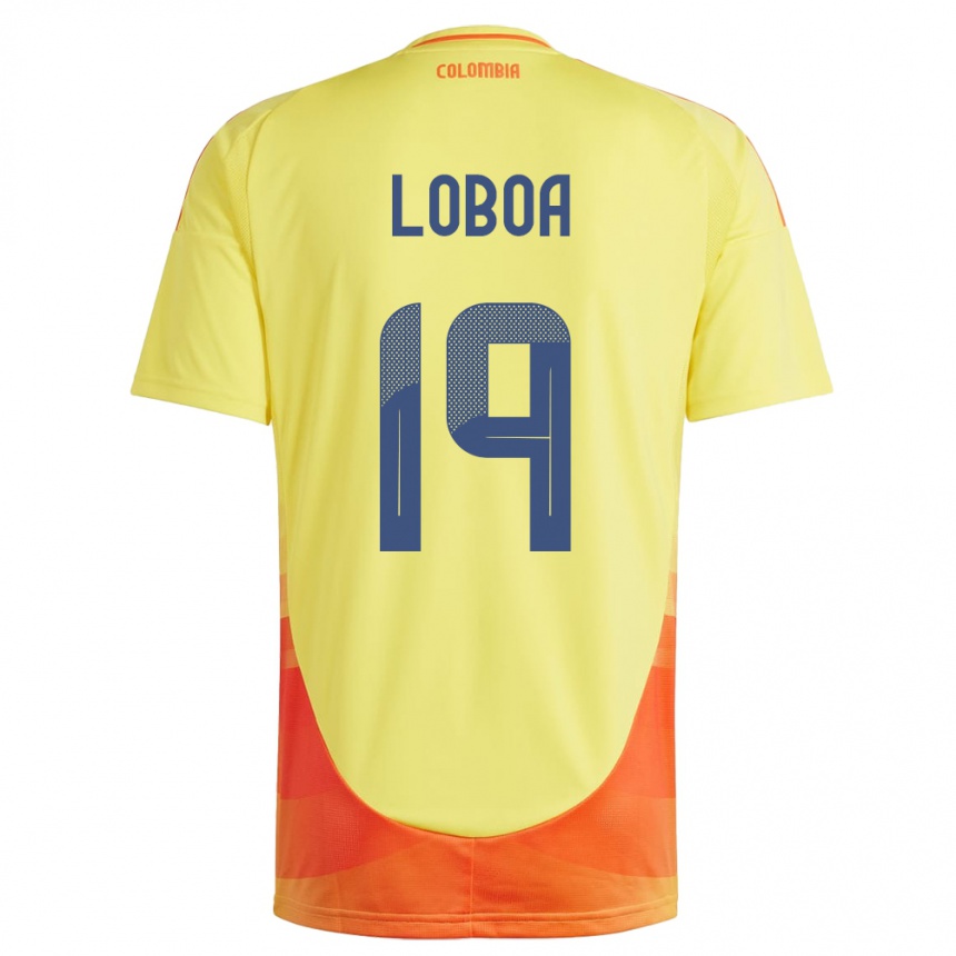 Kids Football Colombia Valerin Loboa #19 Yellow Home Jersey 24-26 T-Shirt Uk