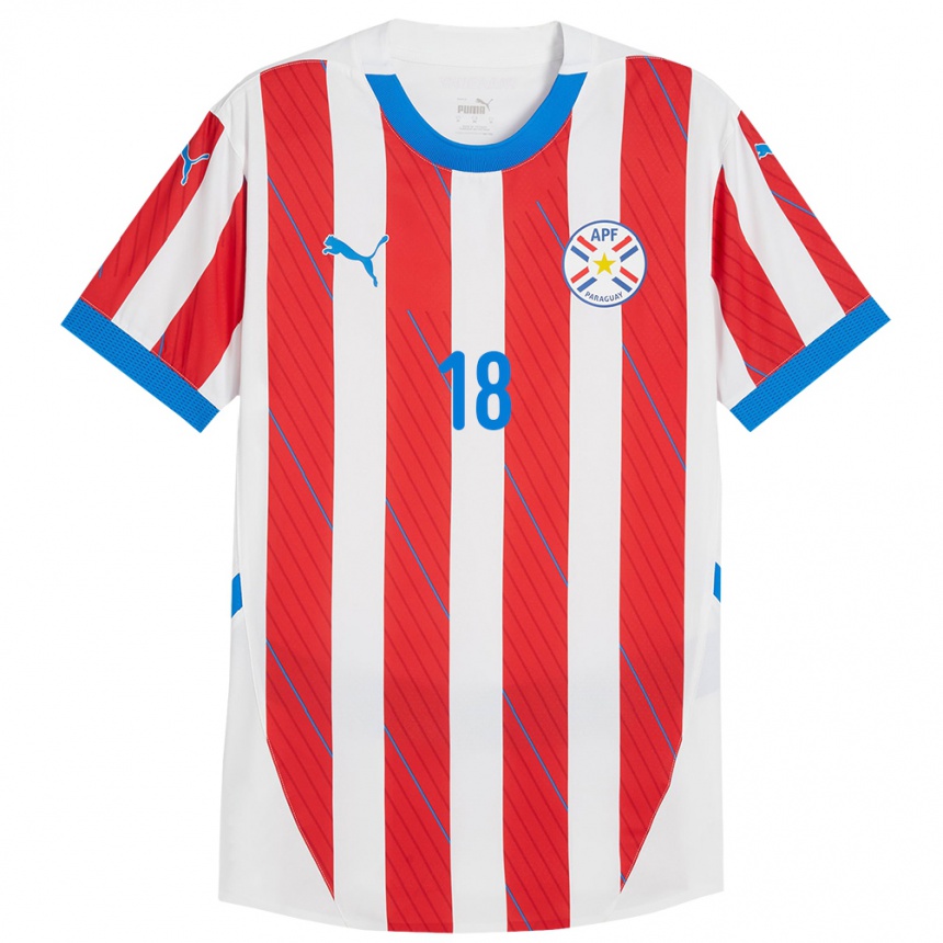 Kids Football Paraguay Camila Arrieta #18 White Red Home Jersey 24-26 T-Shirt Uk