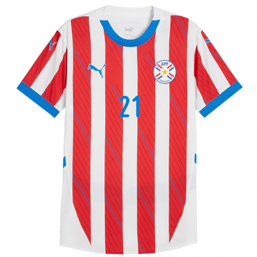 Kids Football Paraguay Víctor Cabañas #21 White Red Home Jersey 24-26 T-Shirt Uk