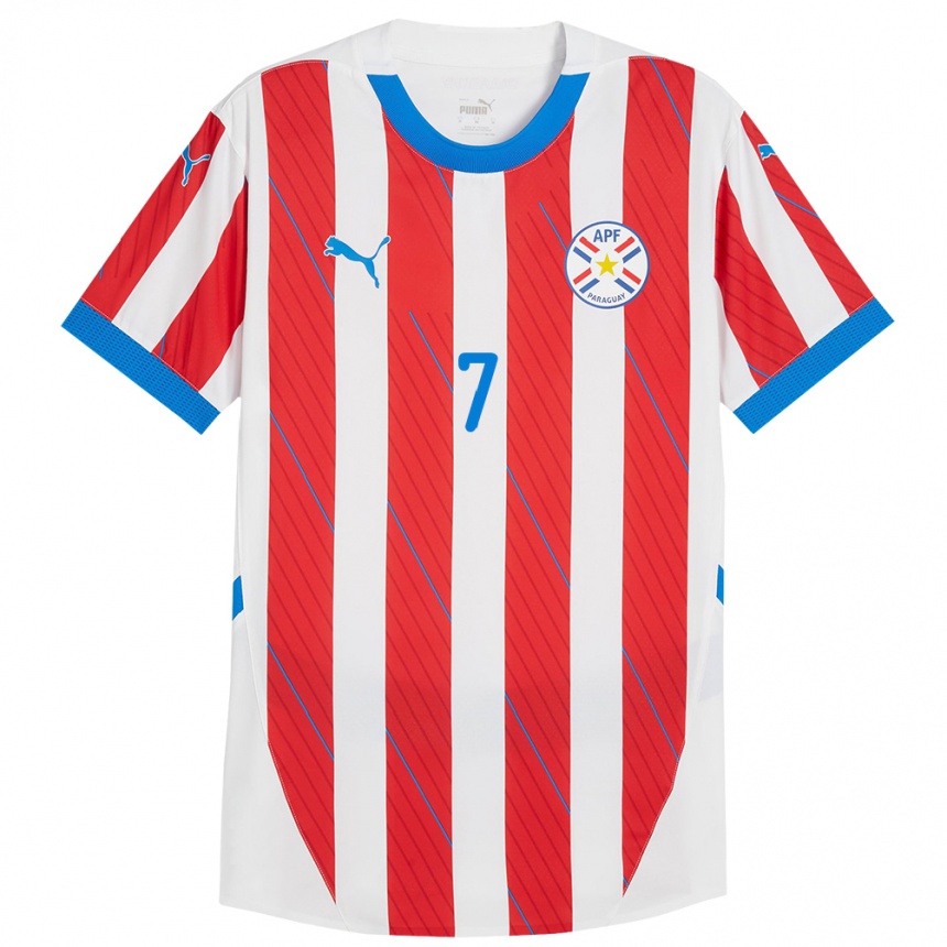 Kids Football Paraguay Fernando Cardozo #7 White Red Home Jersey 24-26 T-Shirt Uk