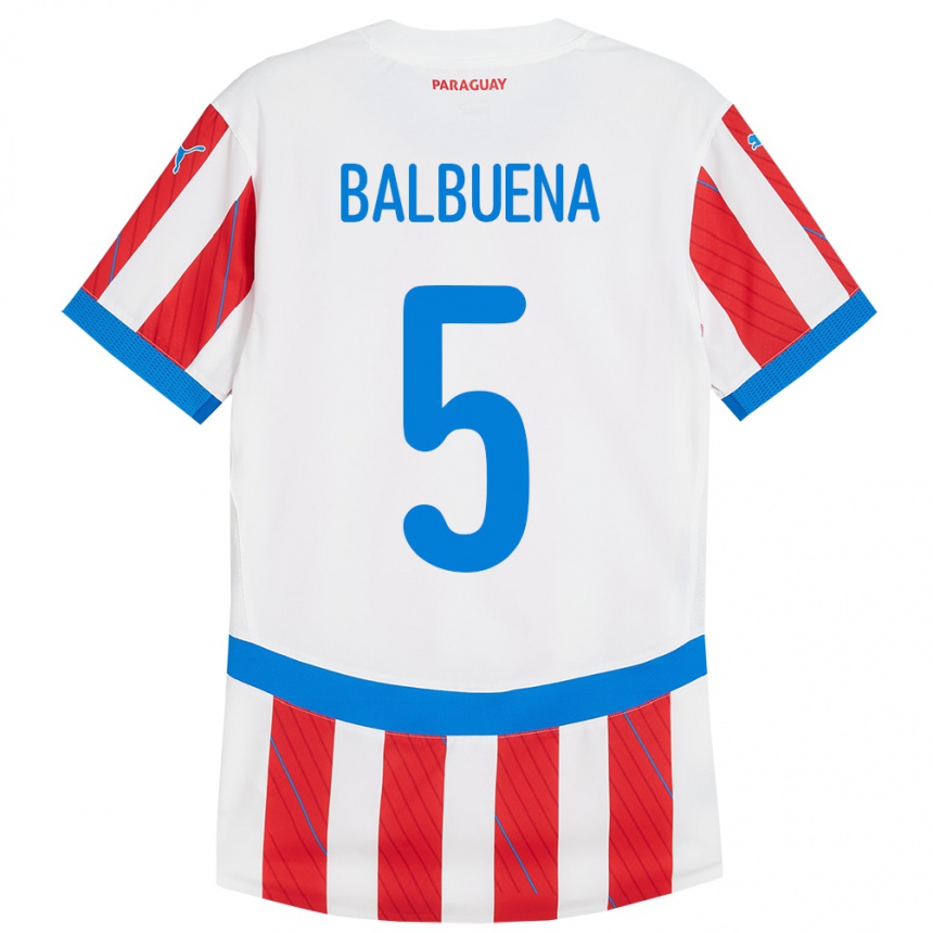 Kids Football Paraguay Fabián Balbuena #5 White Red Home Jersey 24-26 T-Shirt Uk