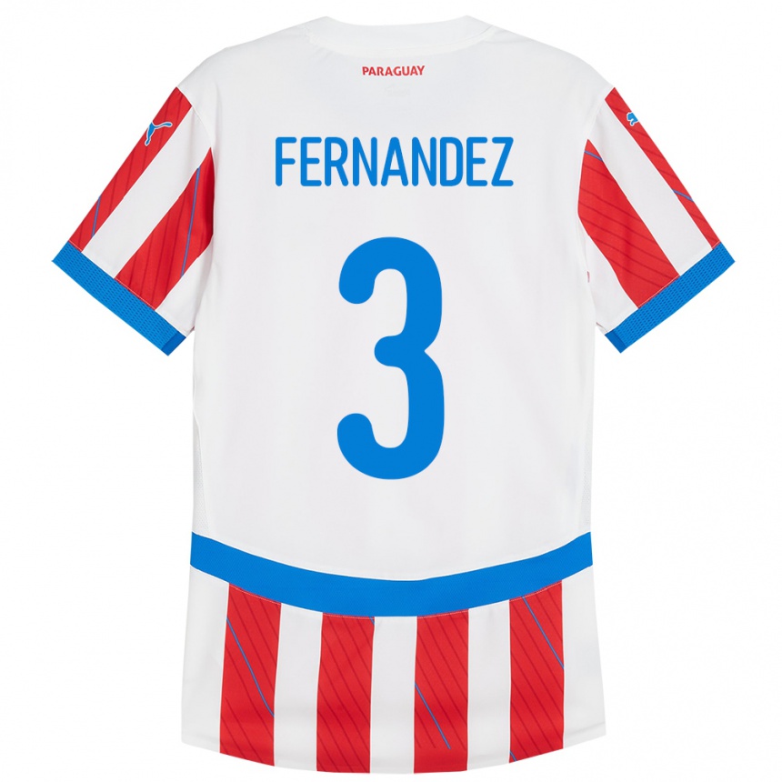 Kids Football Paraguay Roberto Fernández #3 White Red Home Jersey 24-26 T-Shirt Uk