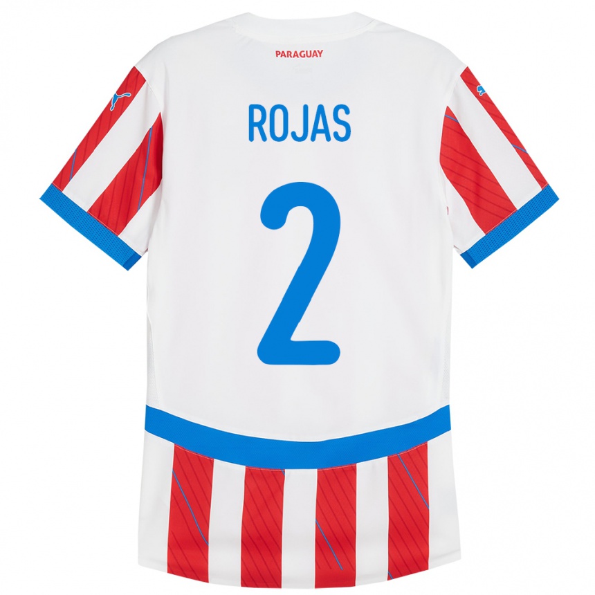 Kids Football Paraguay Robert Rojas #2 White Red Home Jersey 24-26 T-Shirt Uk