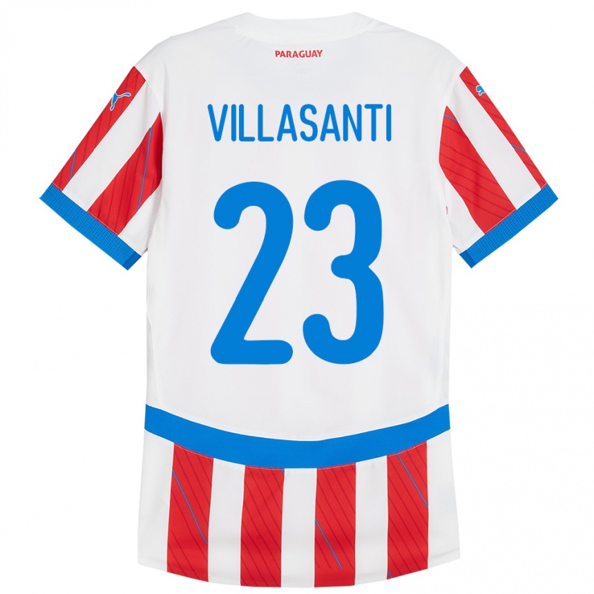 Kids Football Paraguay Mathías Villasanti #23 White Red Home Jersey 24-26 T-Shirt Uk