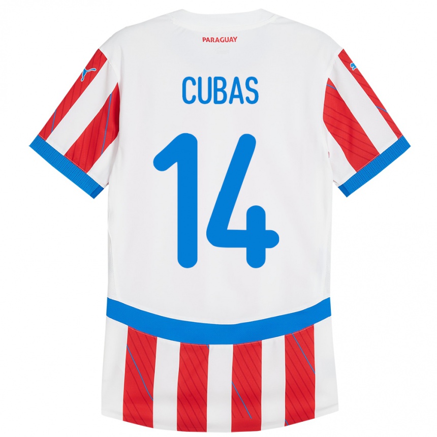 Kids Football Paraguay Andrés Cubas #14 White Red Home Jersey 24-26 T-Shirt Uk