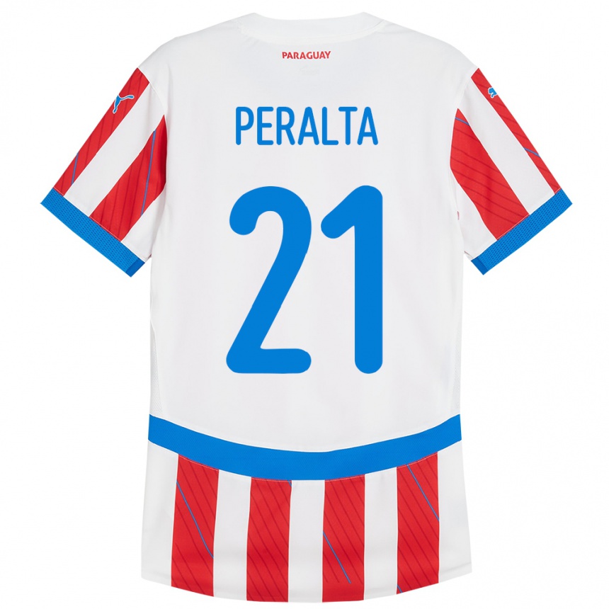 Kids Football Paraguay Fabrizio Peralta #21 White Red Home Jersey 24-26 T-Shirt Uk