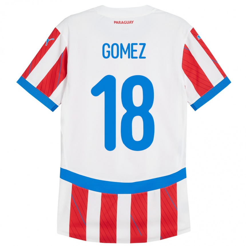 Kids Football Paraguay Diego Gómez #18 White Red Home Jersey 24-26 T-Shirt Uk