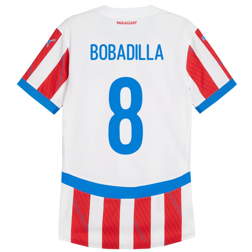 Kids Football Paraguay Damián Bobadilla #8 White Red Home Jersey 24-26 T-Shirt Uk