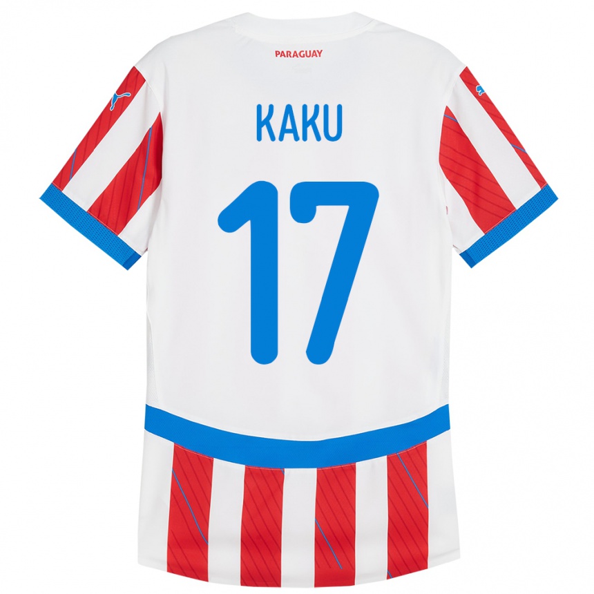 Kids Football Paraguay Kaku #17 White Red Home Jersey 24-26 T-Shirt Uk