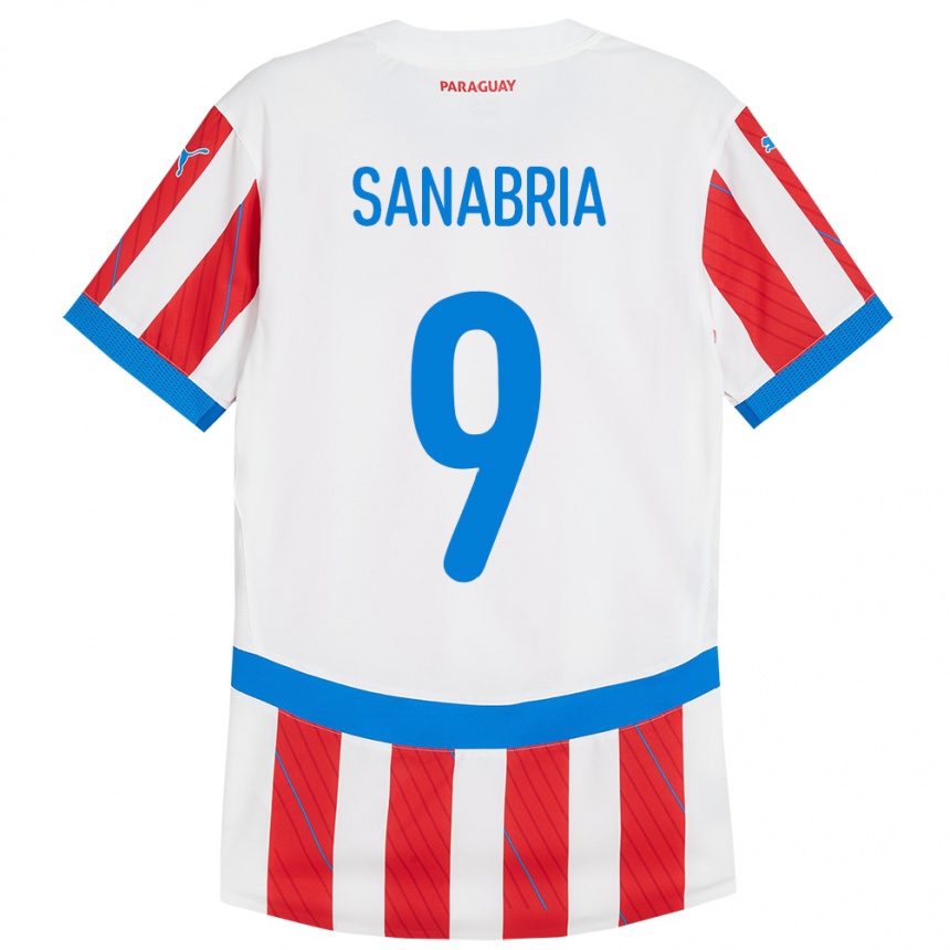 Kids Football Paraguay Antonio Sanabria #9 White Red Home Jersey 24-26 T-Shirt Uk