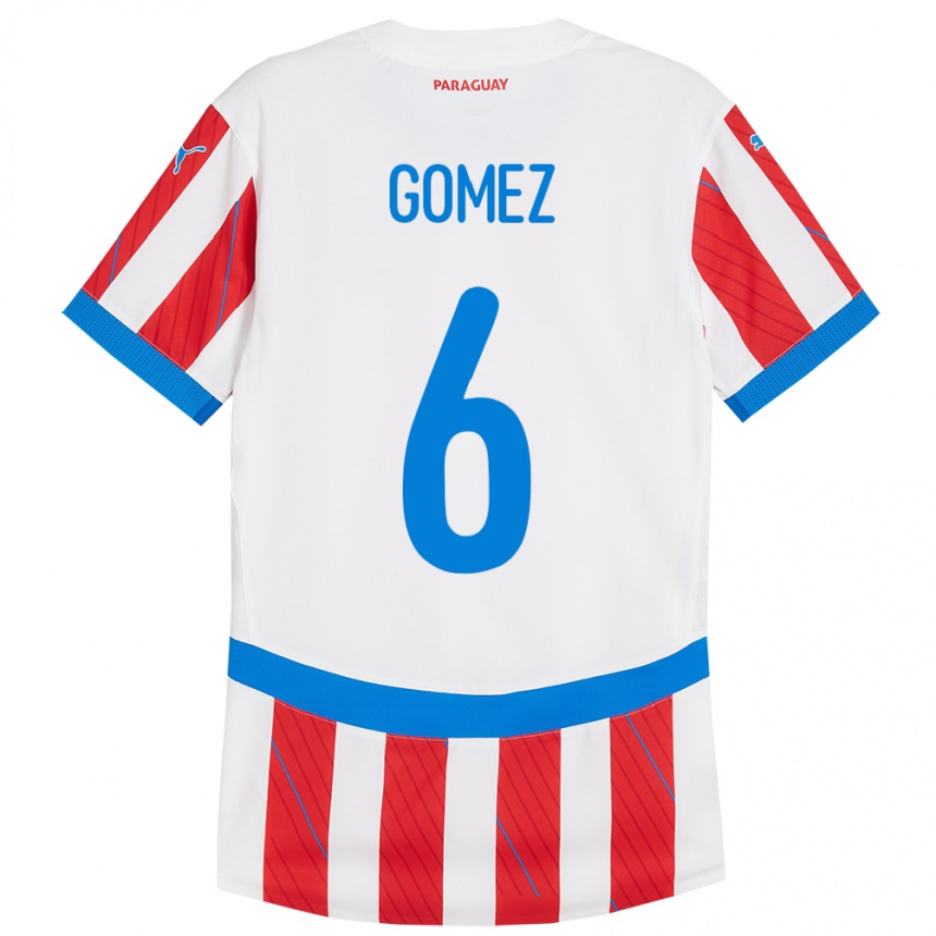 Kids Football Paraguay Marcos Gómez #6 White Red Home Jersey 24-26 T-Shirt Uk