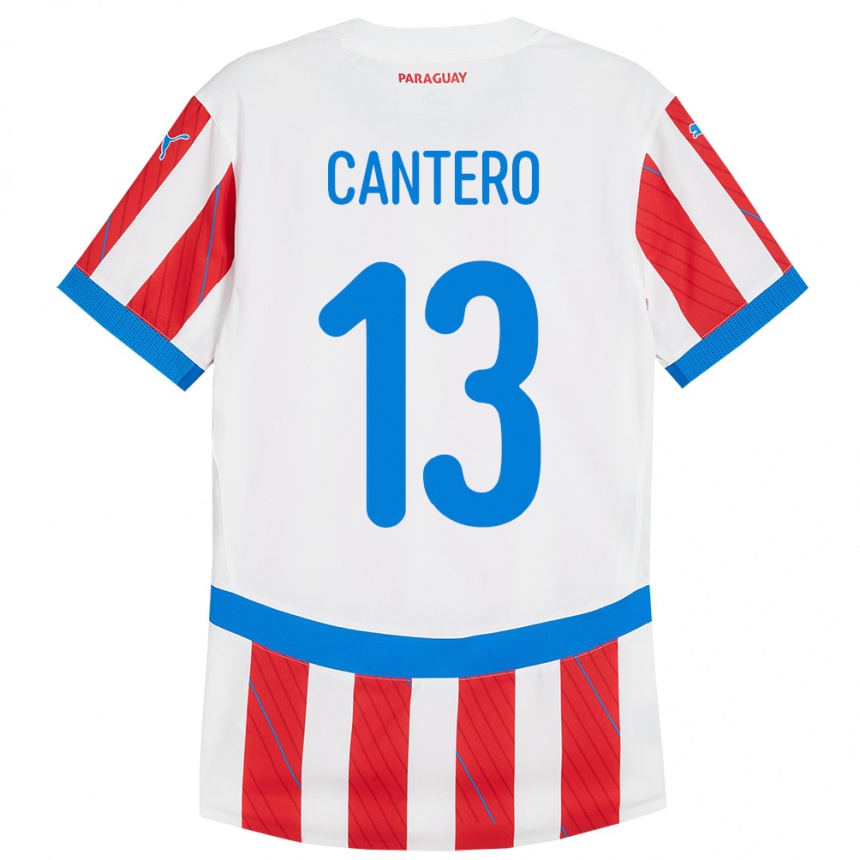 Kids Football Paraguay Alexis Cantero #13 White Red Home Jersey 24-26 T-Shirt Uk