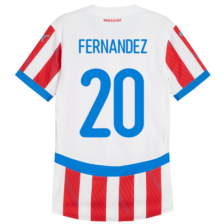 Kids Football Paraguay Marcelo Fernández #20 White Red Home Jersey 24-26 T-Shirt Uk