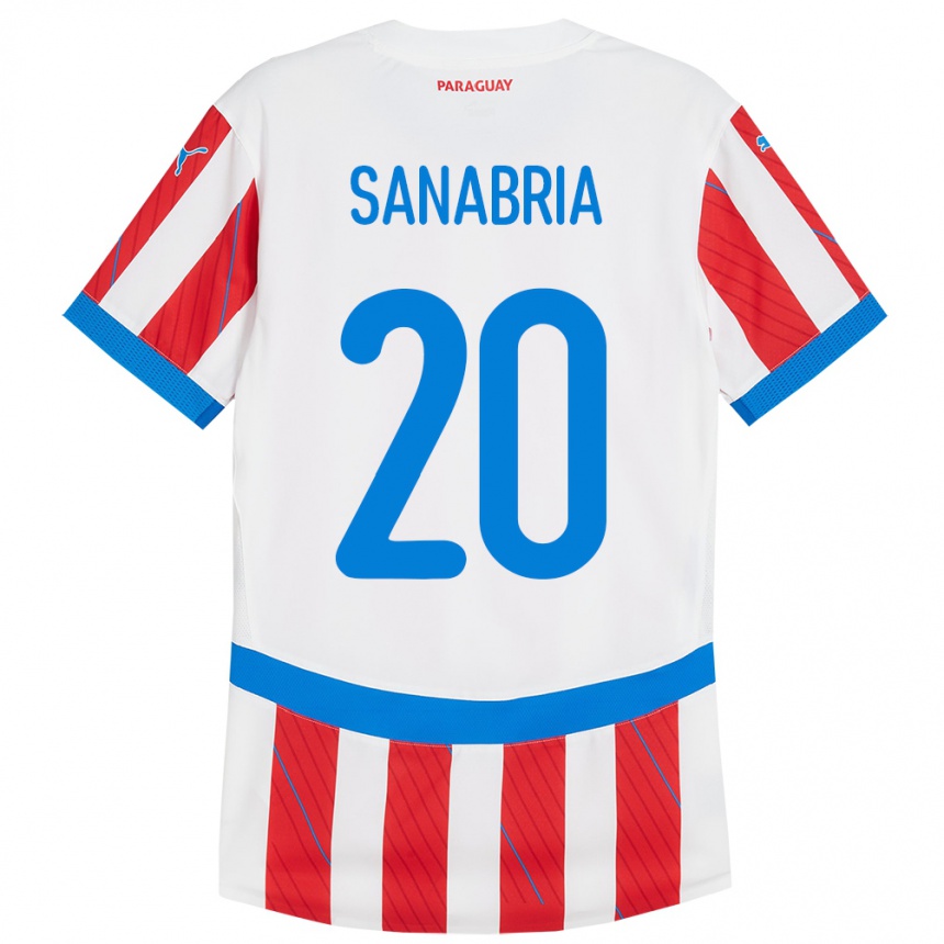 Kids Football Paraguay Tobías Sanabria #20 White Red Home Jersey 24-26 T-Shirt Uk