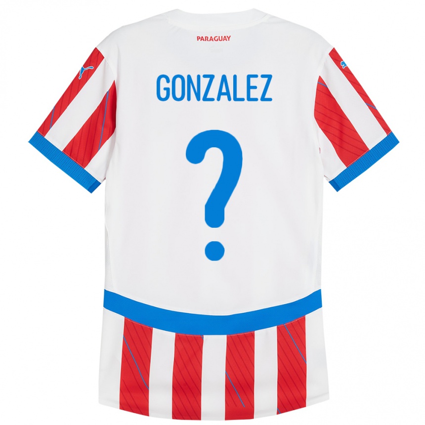 Kids Football Paraguay Antonio González #0 White Red Home Jersey 24-26 T-Shirt Uk