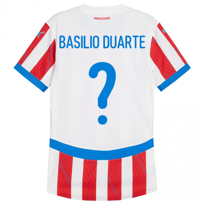 Kids Football Paraguay Basilio Duarte #0 White Red Home Jersey 24-26 T-Shirt Uk