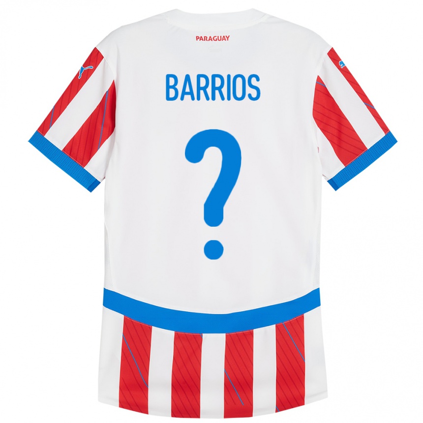 Kids Football Paraguay Fabio Barrios #0 White Red Home Jersey 24-26 T-Shirt Uk