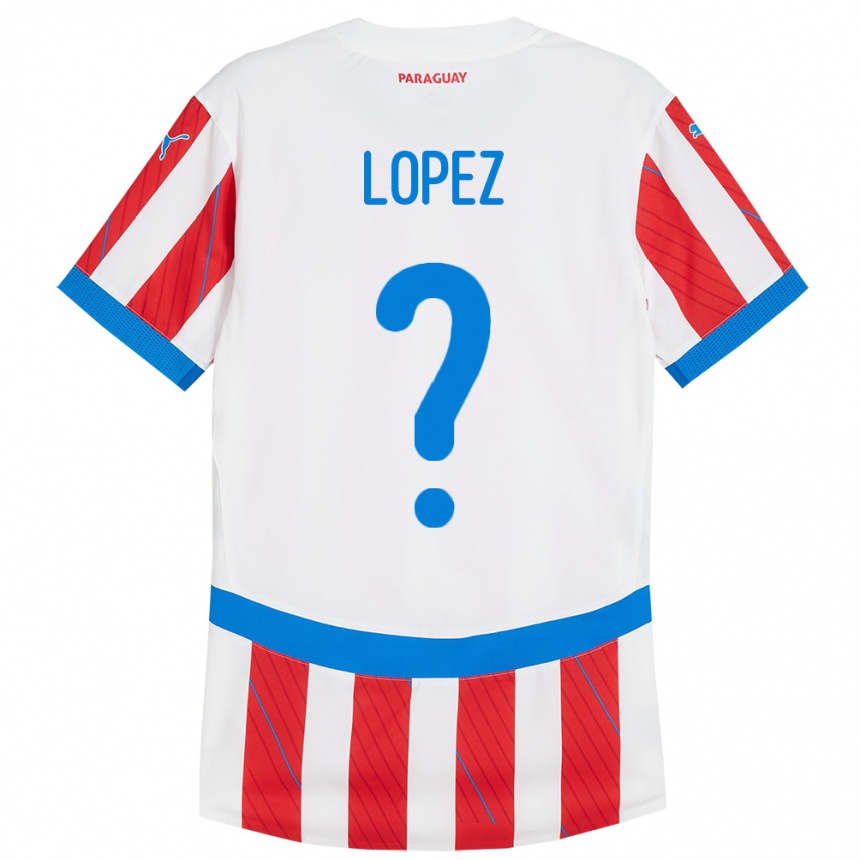 Kids Football Paraguay Rodrigo López #0 White Red Home Jersey 24-26 T-Shirt Uk