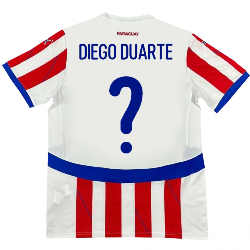 Kids Football Paraguay Diego Duarte #0 White Red Home Jersey 24-26 T-Shirt Uk